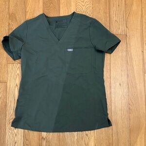 Figs Forest Green V-Neck Scrub Top